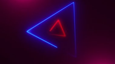 Birçok neon üçgen alanı, soyut bilgisayar oluşturulan fon, 3d render