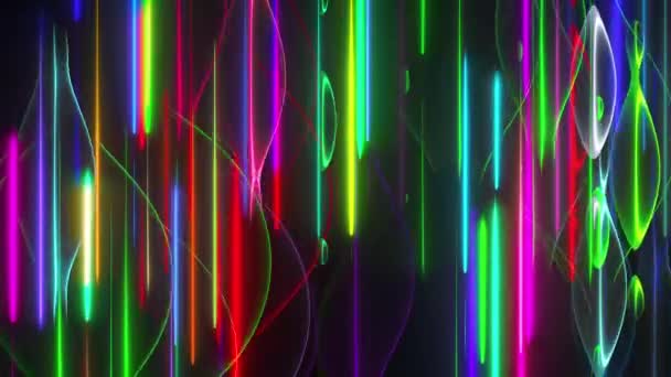 Random multicolored neon lines and wavy shapes, computer generated. 3d rendering changing background — Stock videók