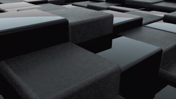 3D-Darstellung der Oberfläche schwarzer Würfel. Computer generierte abstrakte wellenförmige Hintergründe. — Stockvideo