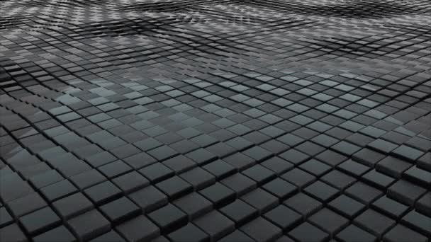 Rendu 3d de la surface des cubes noirs. Fond ondulé abstrait généré par ordinateur . — Video