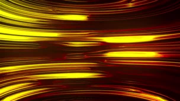 Líneas mágicas líquidas horizontales brillan en una curva suave. Fondo generado por computadora abstracta, renderizado 3d — Vídeo de stock