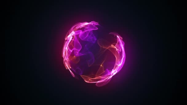 抽象魔法球、コンピュータによって生成された背景。明るいネオン粒子からの多色ガス状。未来的要素の3Dレンダリング — ストック動画