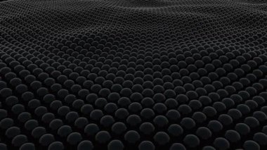 Birçok siyah topun dalgalı yüzeyi. 3d biçimlendirme modern arkaplan, bilgisayar oluşturuldu