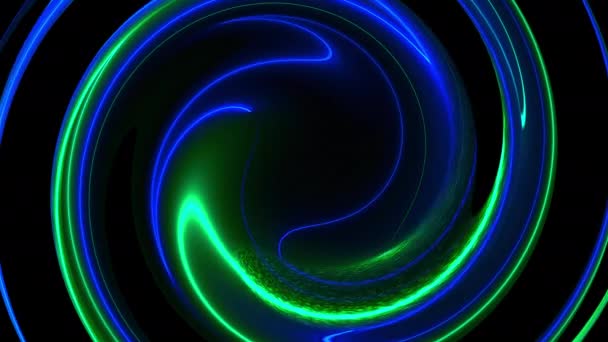 Computer generato sfondo twist astratto. Rendering 3D fusione circolare di linee cromatiche al neon . — Video Stock