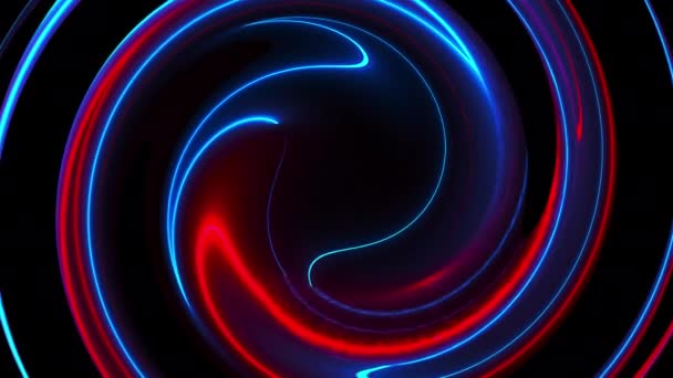 Computadora generó fondo de giro abstracto. Representación 3D fusión circular de líneas de color neón . — Vídeos de Stock