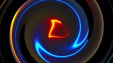 Bilgisayar soyut büküm arkaplanı oluşturdu. Neon renk çizgilerinin 3B dairesel birleşimi.