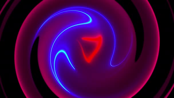 Fond de torsion abstrait généré par ordinateur. fusion circulaire de rendu 3D de lignes de couleur néon . — Video