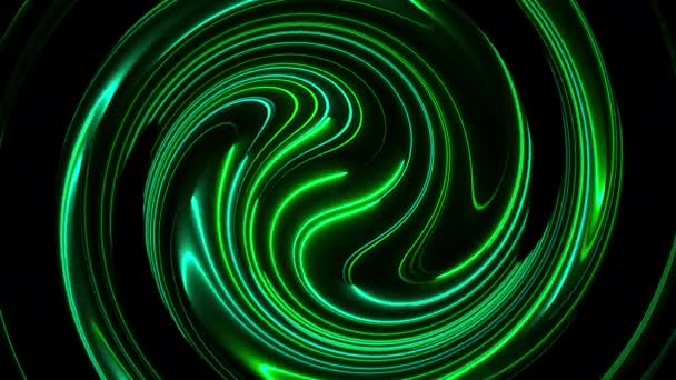 Computergegenereerde abstracte draai achtergrond. 3D rendering circulaire fusie van neon kleur lijnen. — Stockvideo