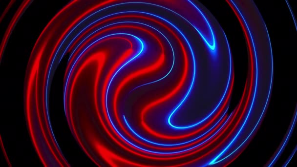 Computer generato sfondo twist astratto. Rendering 3D fusione circolare di linee cromatiche al neon . — Video Stock