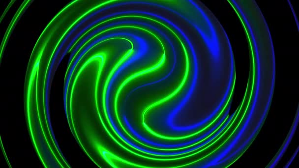 Computer generato sfondo twist astratto. Rendering 3D fusione circolare di linee cromatiche al neon . — Video Stock