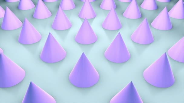 Oberfläche mit zahlreichen sich wiederholenden Kegeln, isometrischem Hintergrund, modernem computergeneriertem 3D-Rendering-Hintergrund — Stockvideo
