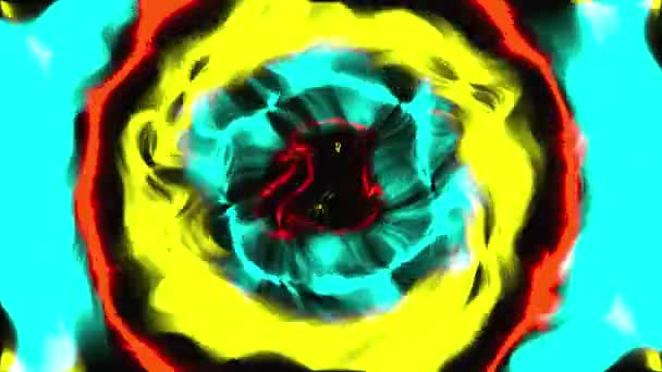 Círculo de fuego generado por computadora con transiciones de color suaves. Representación 3D de fondo de ondulación abstracto — Vídeo de stock