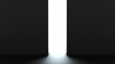 Parıldayarak kapıları açmak, bilgisayar üretimi. Otomatik sürgülü kapıların 3 boyutlu görüntülenmesi, soyut arkaplan