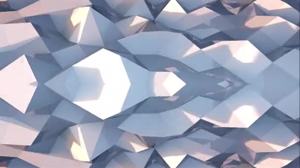 3d rendering triangular geometric surface. Computer generation abstract low poly waving background. — Stock Video