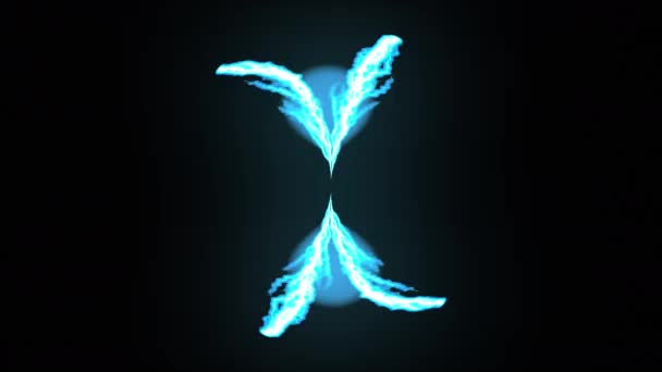 Long lightnings randomly spinning in a circle on the dark. 3d rendering background, computer generating — Stock Video