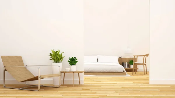 yatak odası ve oturma odası tasarımı-3d render temiz