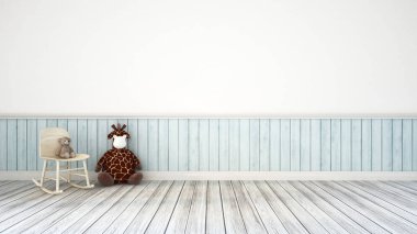 oyuncak ayı ve zürafa çocuk odasında / 3d render