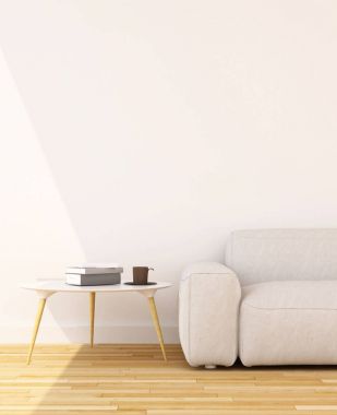 oturma odası temiz tasarım - 3d render