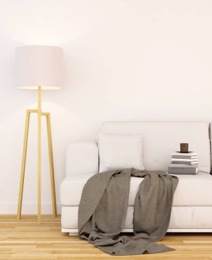 oturma odasında ya da Kütüphane alanı temiz tasarım - 3d render