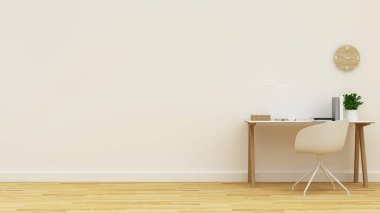 çalışma alanında beyaz oda temiz tasarım - 3d render