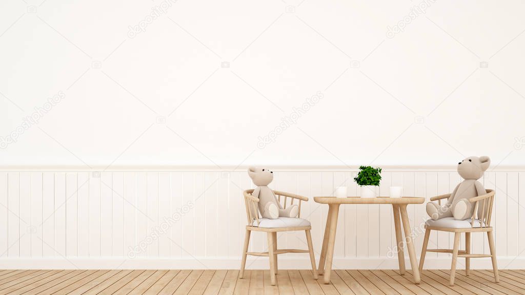 bear doll on dining room or kid room - 3D Rendering