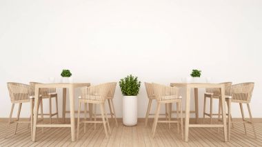 Restoran ya da ahşap üzerine kahve dükkanı Tasarla - 3d render