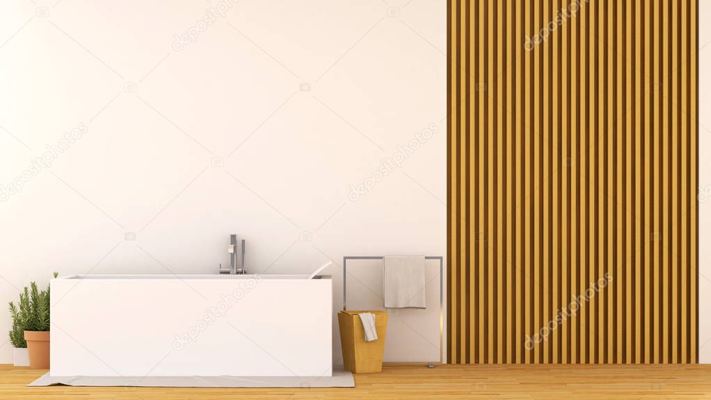 Bathroom on wooden design -3D Rendering