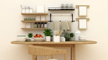 kiler resim - 3d render için mutfak seti
