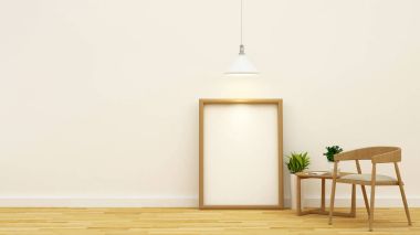 Yaşam ya da kahve dükkanı ve çerçeve resim için-3d render