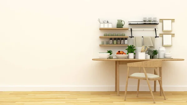 Kitchen set in pantry area and space for artwork - 3d rendering — Stock Photo, Image