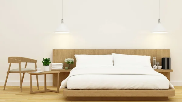 Yatak odasında ahşap tasarım ve çerçeve için sanat-3d render