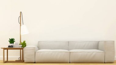 Oturma odası temiz tasarım-3d render