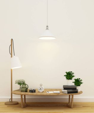 oturma odası veya kitaplığı alanı - 3d render