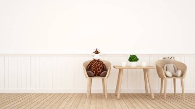 zürafa bebek ve bebek yemek odası üzerinde ayı veya çocuk Oda - 3d Rende