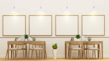 Restaurnat ya da kafe ve resim için çerçeve - 3d render