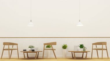 Restaurnat veya kahve dükkan - 3d render