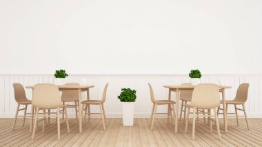 Restoran ya da ahşap üzerine kahve dükkanı Tasarla - 3d render