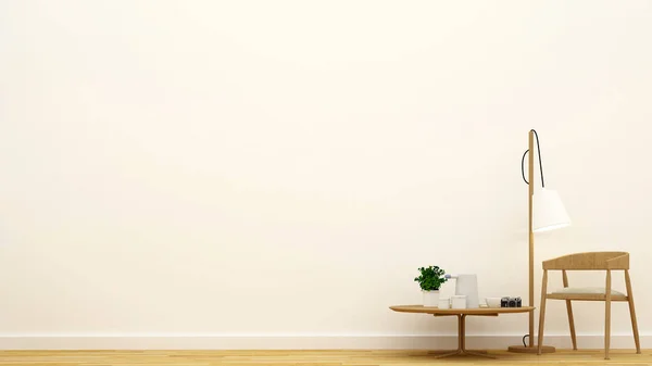 Oturma odası veya kafe temiz tasarım - 3d render — Stok fotoğraf