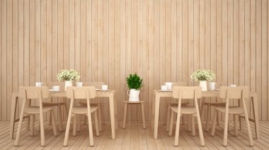 Restoran veya kahve dükkanı temiz tasarım - 3d render