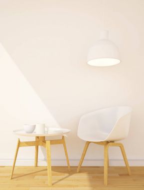 Kütüphane alanı veya Livinig yemek alanında Oda - 3d render