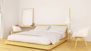 yatak odası ve çalışma alanı çerçeve resim için sanat - 3d rende ile