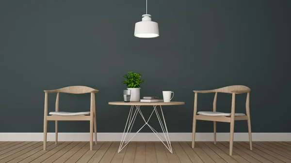 Matområde i kaffebar eller spisestue - 3D-rendering – stockfoto