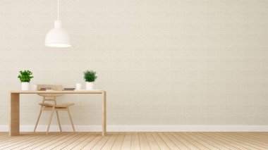 çalışma alanı ve yemek alanı kahve - 3d render alışveriş