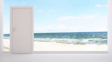 Kapı ve deniz görüntülemek için resimler - 3d render