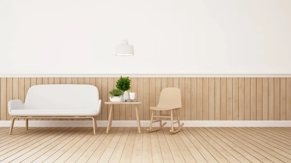 Vooraanzicht van de slaapkamer met zitbank en ingelijste poster ... Vooraanzicht van de slaapkamer met zitbank en ingelijste poster ...