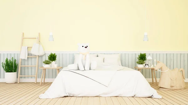 Ours blanc dans la chambre d'enfant ou chambre-rendu 3D — Photo