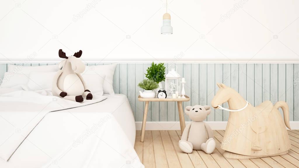 reindeer and bear doll in kid room or bedroom-3D Rendering