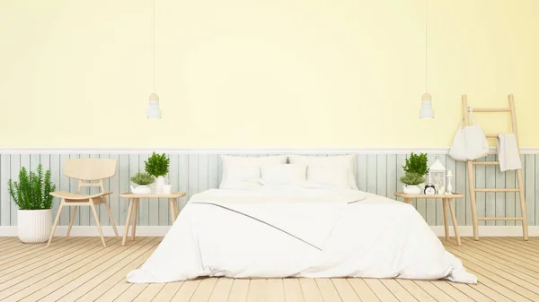 Bedroom and living pastel design - 3d Rendering — Stock Photo, Image