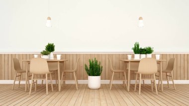 Restoran ya da ahşap üzerine kahve dükkanı Tasarla - 3d render