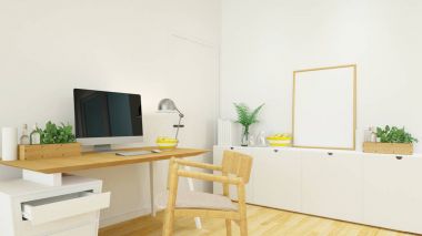 çalışma alanı içinde ev veya ofis - 3d render